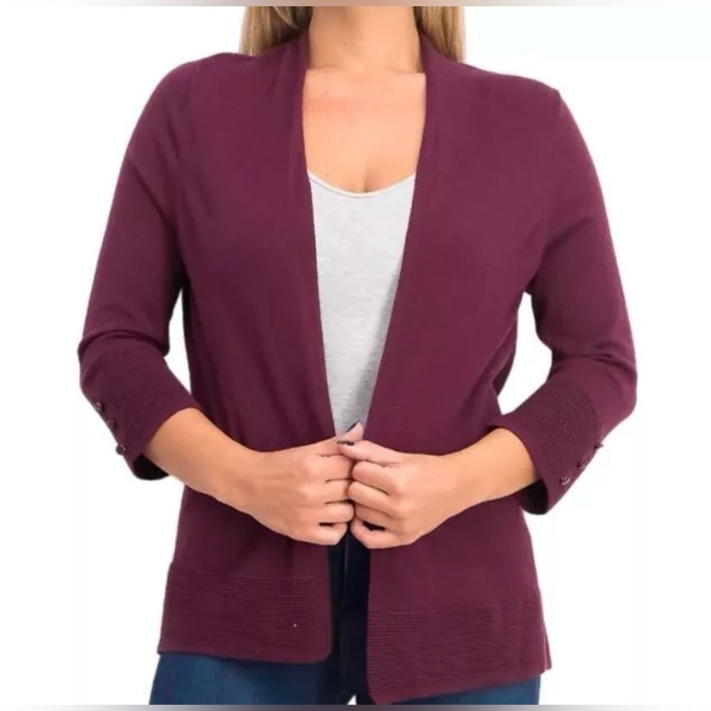 Evolution by Cyrus Stitch Fix Myna Button Sleeve Cardigan Burgundy Size S